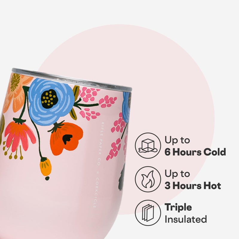 Corkcicle Stemless Insulated Wine Glass Tumbler - Keeps Beverages Cold 6 Hrs Hot 3 Hrs - Stainless Steel - Easy-Grip - Gift for Mom - Great for Mother's Day or Christmas - 12 oz - Blush Lively Floral - Image 3